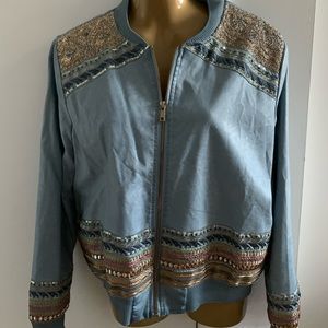 Sky blue Faux leather bomber jacket size L